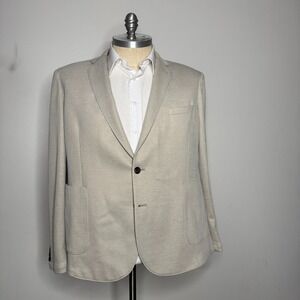 Nordstrom Men's 2XL Blazer Beige Solid Sport Coat Jacket Cotton Extra Trim Fit